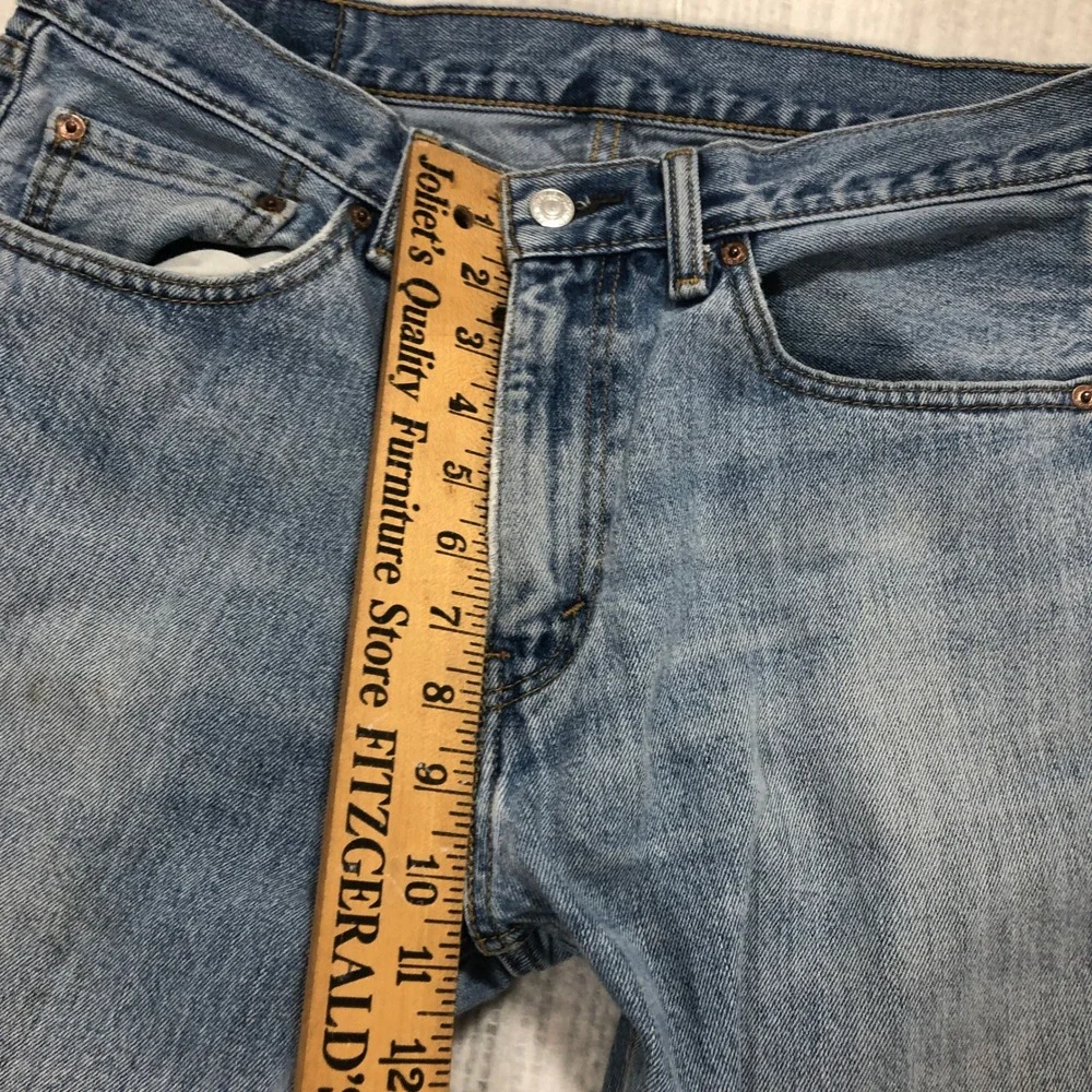 Levis 505 Regular Fit Straight Leg‎ Light Wash Blue Denim Jeans Mens W33 L30